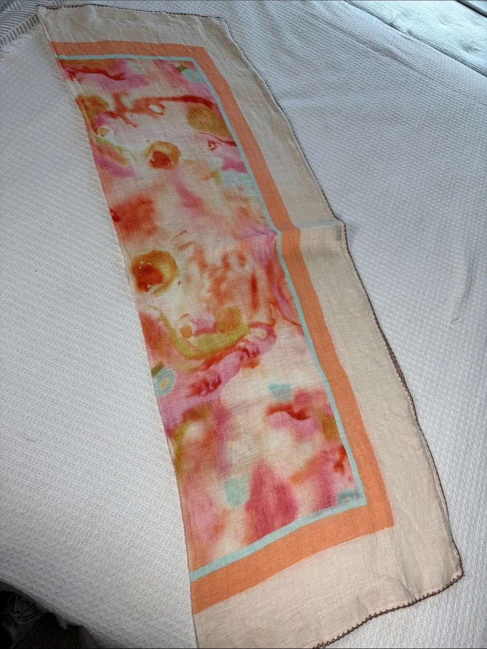 Soft Surroundings linen kimono shrug with embroidered edges